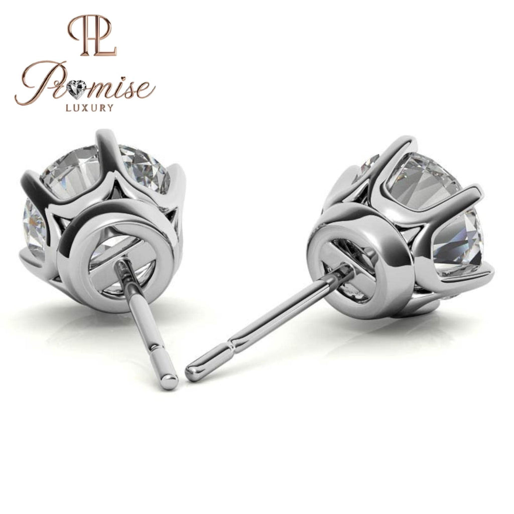 Classic Round Lab-Grown Diamond 2.0 CT Stud Earrings in White Gold — 2.0 CT of Timeless Sparkle