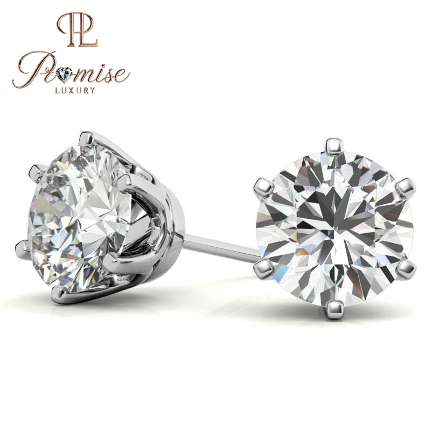 Classic Round Lab-Grown Diamond 2.0 CT Stud Earrings in White Gold — 2.0 CT of Timeless Sparkle