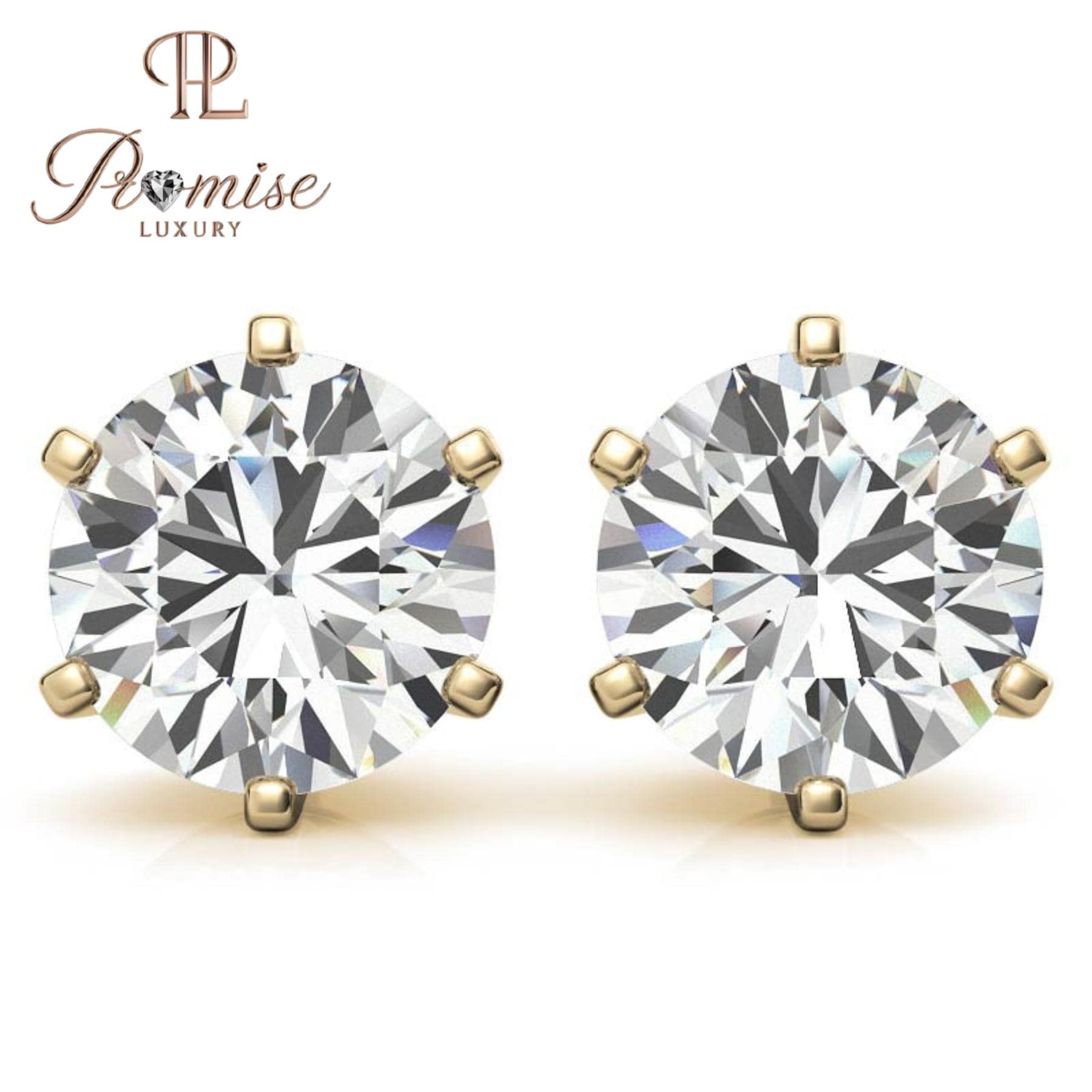 Classic Round Lab-Grown Diamond 2.0 CT Stud Earrings in White Gold — 2.0 CT of Timeless Sparkle