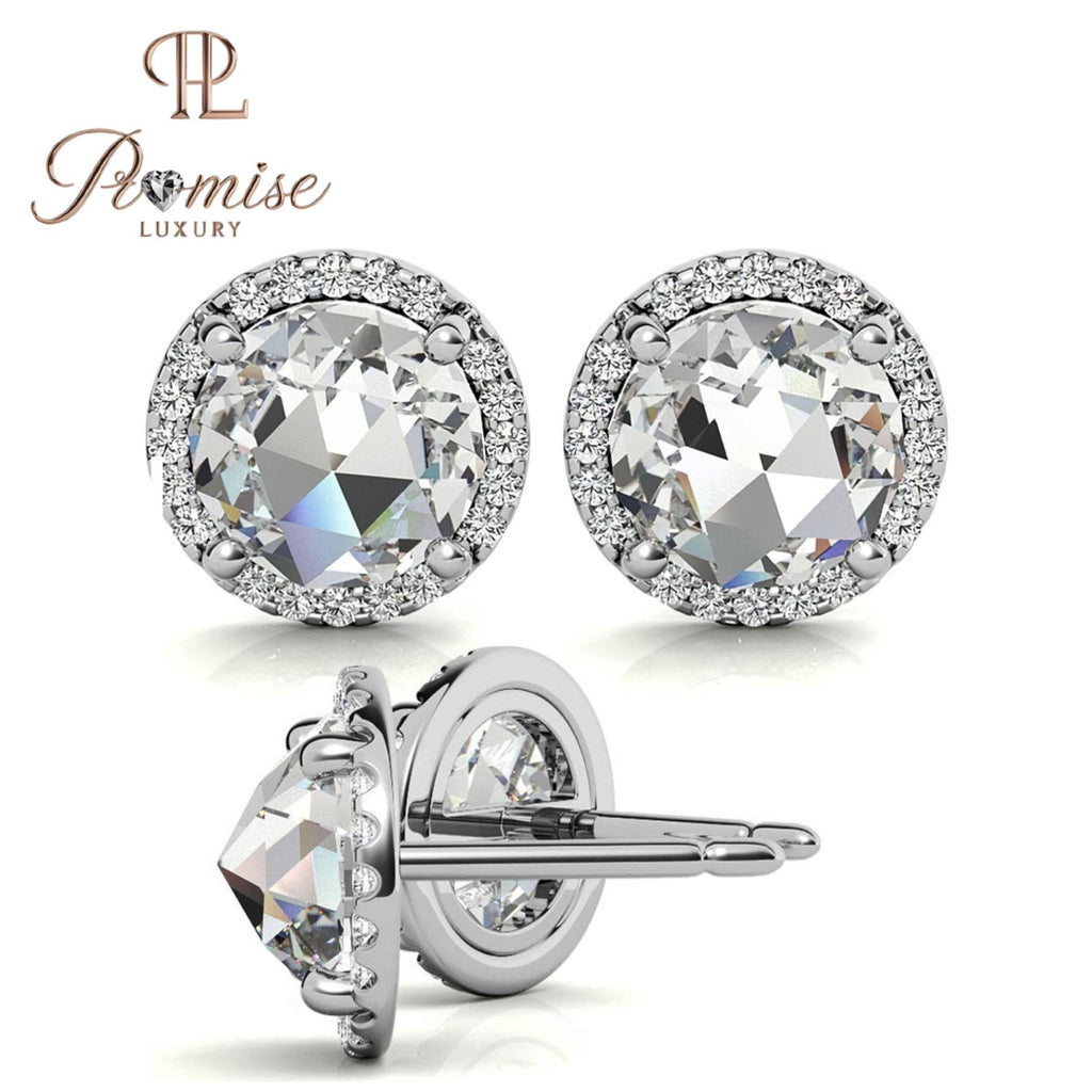 Elegant Halo Diamond Stud Earrings in White Gold — 1.50 CT Sparkling Brilliance