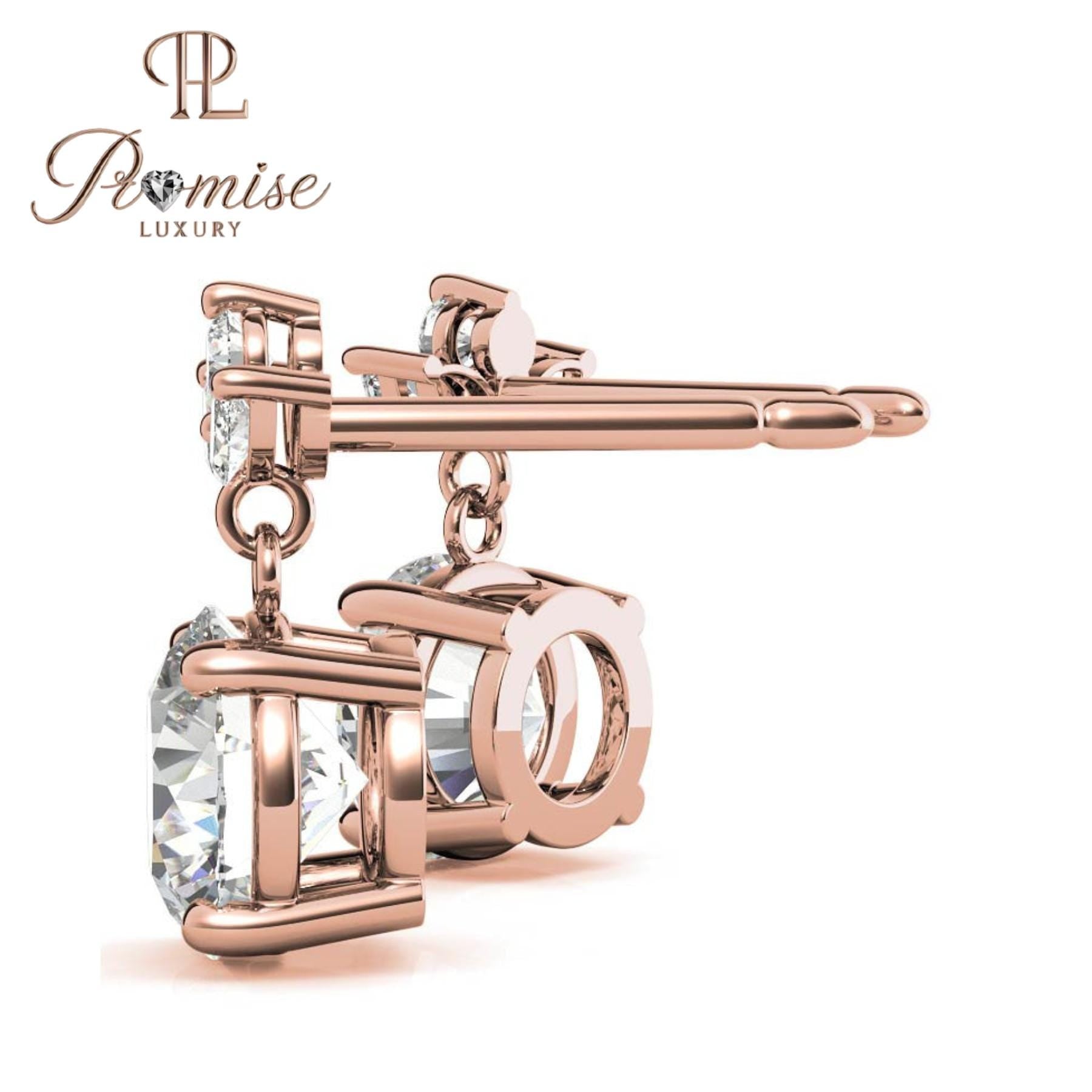 Marquise & Round Diamond Cluster Stud Earrings, 14K White Gold – Floral Butterfly Design, Dainty Bridal Gift by Promise Luxury