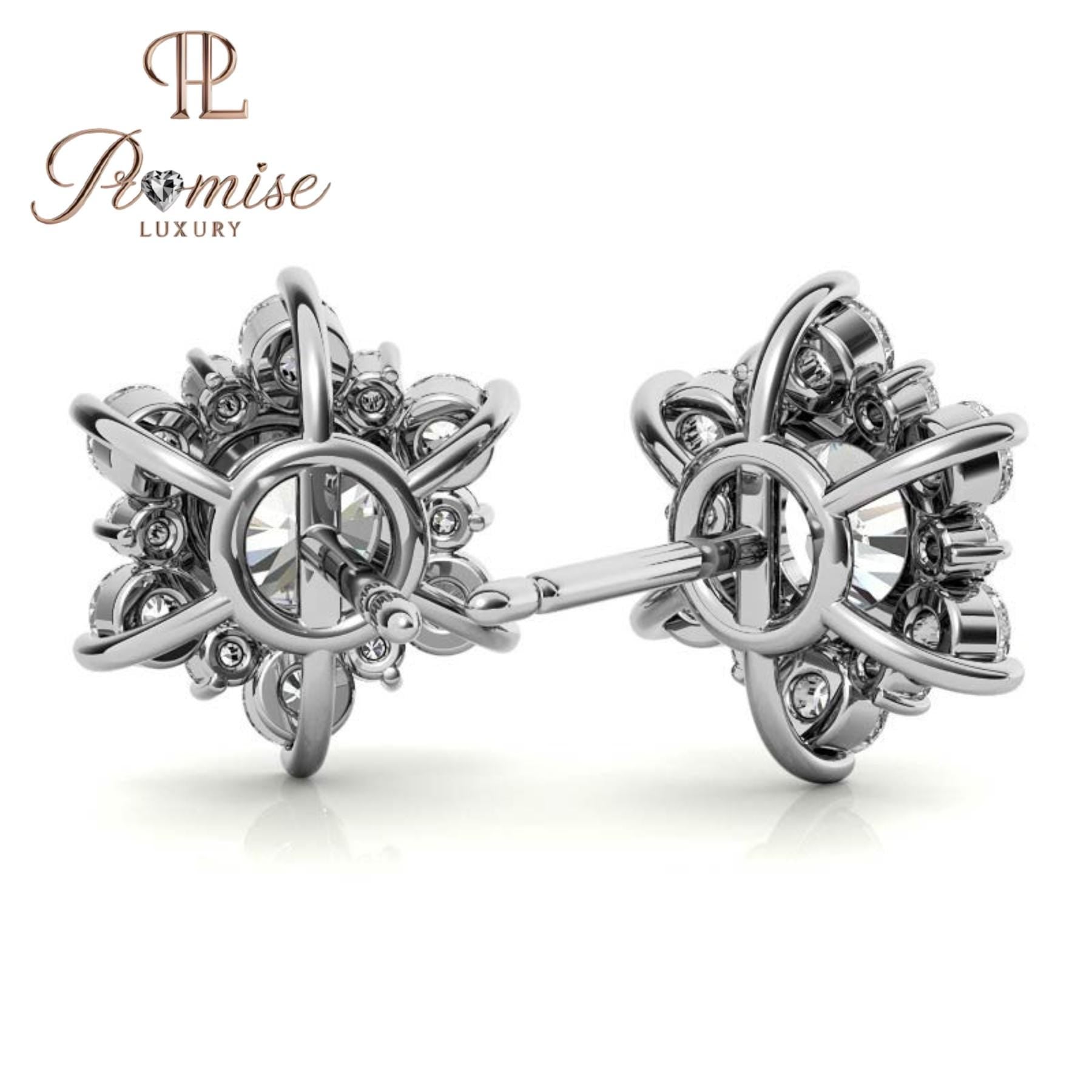 Stunning diamond floral stud earrings in 18K yellow gold – a radiant bloom of brilliance for everyday elegance or special occasions