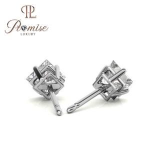 Princess-Cut Diamond Stud Earrings in 18K Yellow Gold – Modern Elegance with a Bold Diagonal Twist