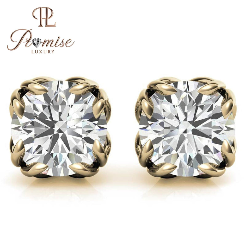 Classic Round Diamond Stud Earrings in Platinum with Claw Prong Setting – Bold, Timeless & Unmatched Brilliance
