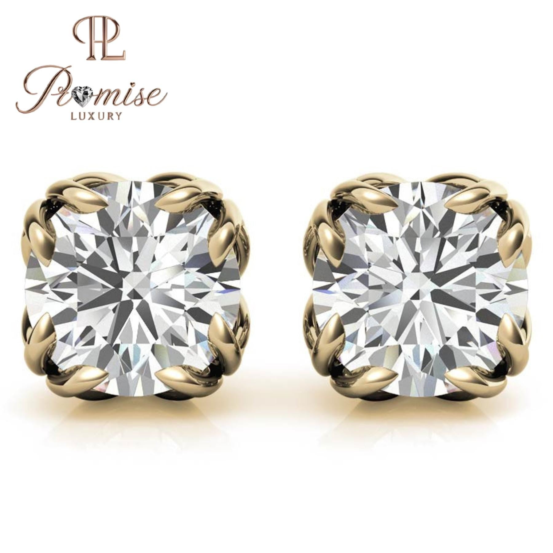 Classic Round Diamond Stud Earrings in Platinum with Claw Prong Setting – Bold, Timeless & Unmatched Brilliance