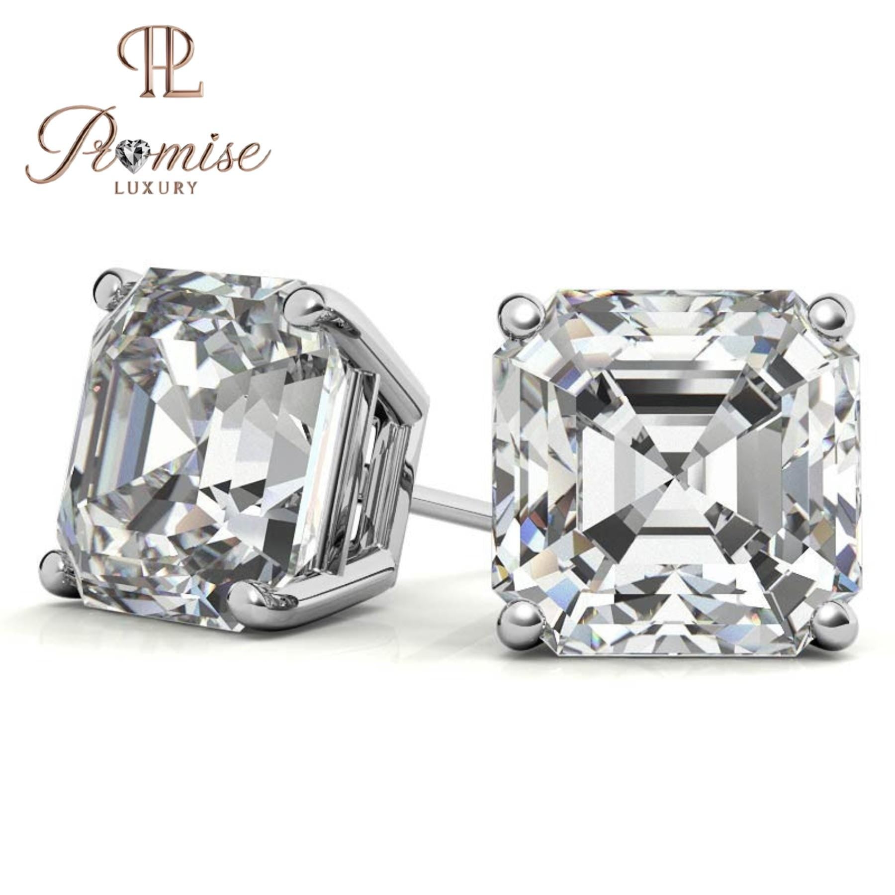 Elegant Asscher-Cut Lab Grown Diamond Stud Earrings in Platinum – Timeless Sparkle with a Vintage Soul