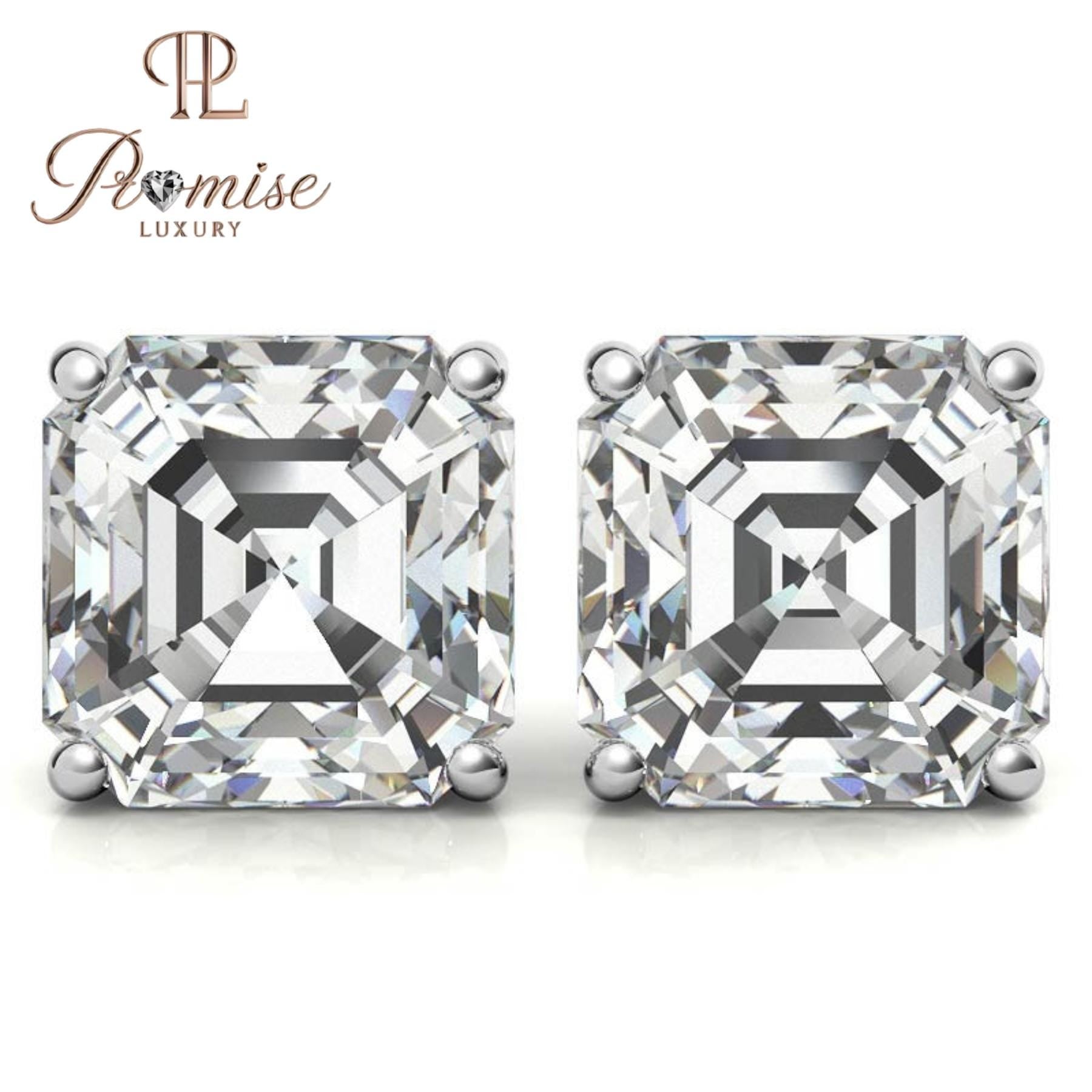Elegant Asscher-Cut Lab Grown Diamond Stud Earrings in Platinum – Timeless Sparkle with a Vintage Soul