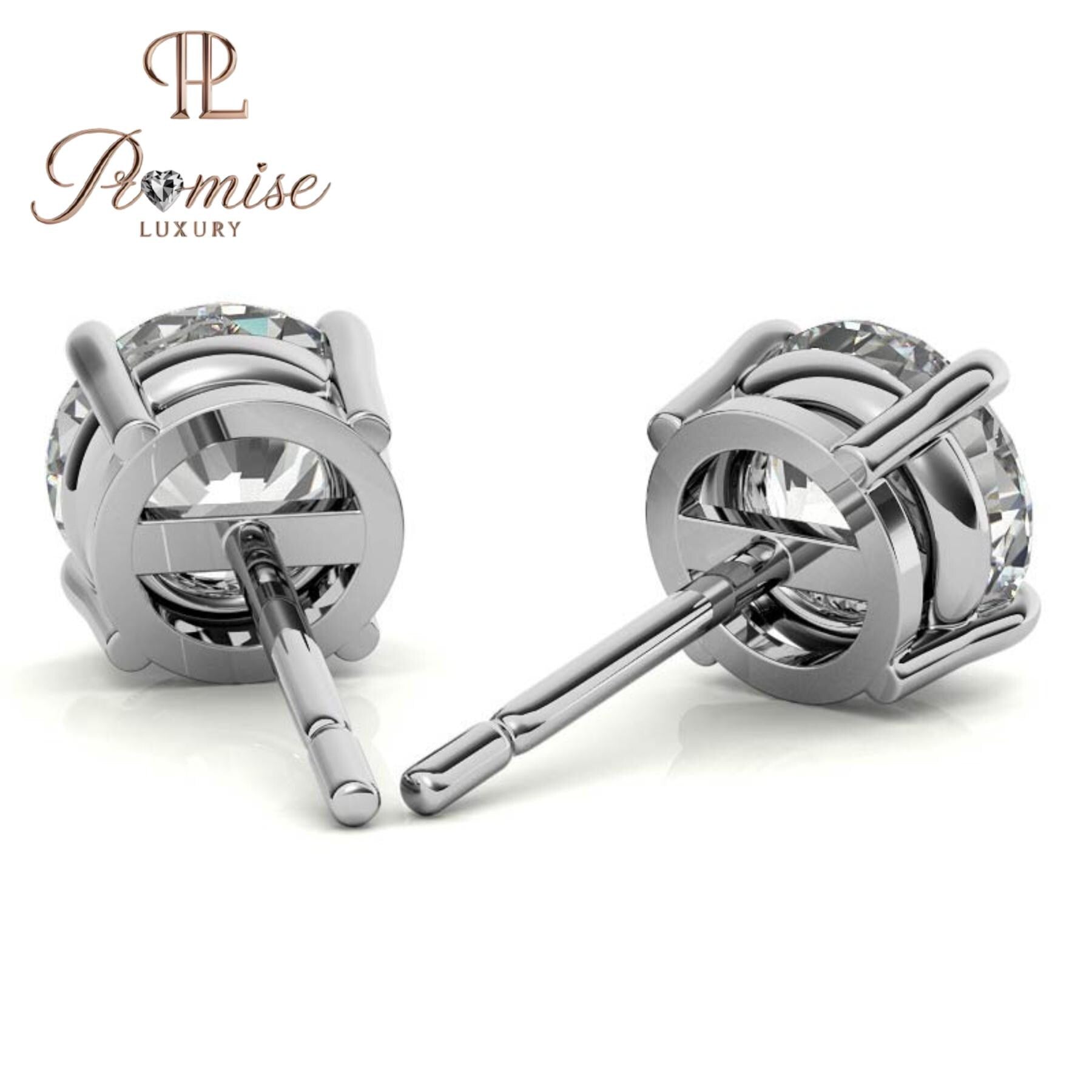 Classic Round Lab-Grown Diamond Stud Earrings in White Gold – Timeless Brilliance for Everyday Elegance