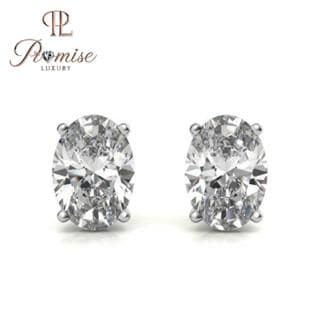 Oval Cut Lab-Grown Diamond Stud Earrings in White Gold – Timeless Sparkle with Elegant Elongated Brilliance