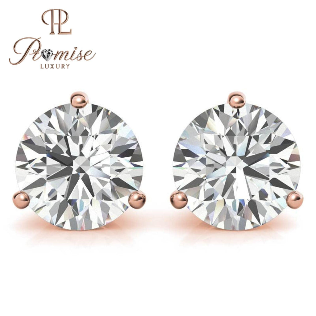 Rose Gold 6-Prong Lab-Grown Diamond Stud Earrings – 1 ctw of Brilliant Sparkle for Everyday Elegance