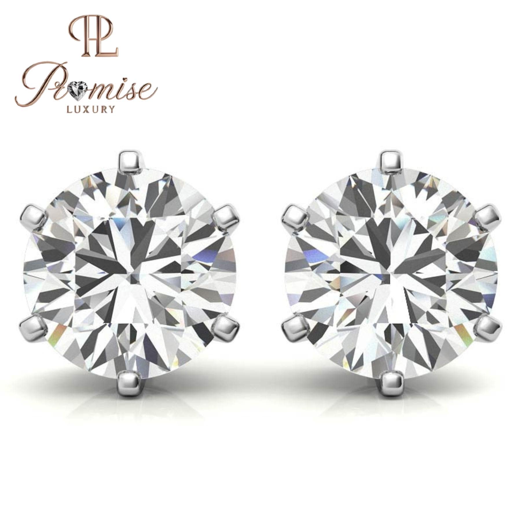 Classic Round Lab-Grown Diamond 2.0 CT Stud Earrings in White Gold — 2.0 CT of Timeless Sparkle