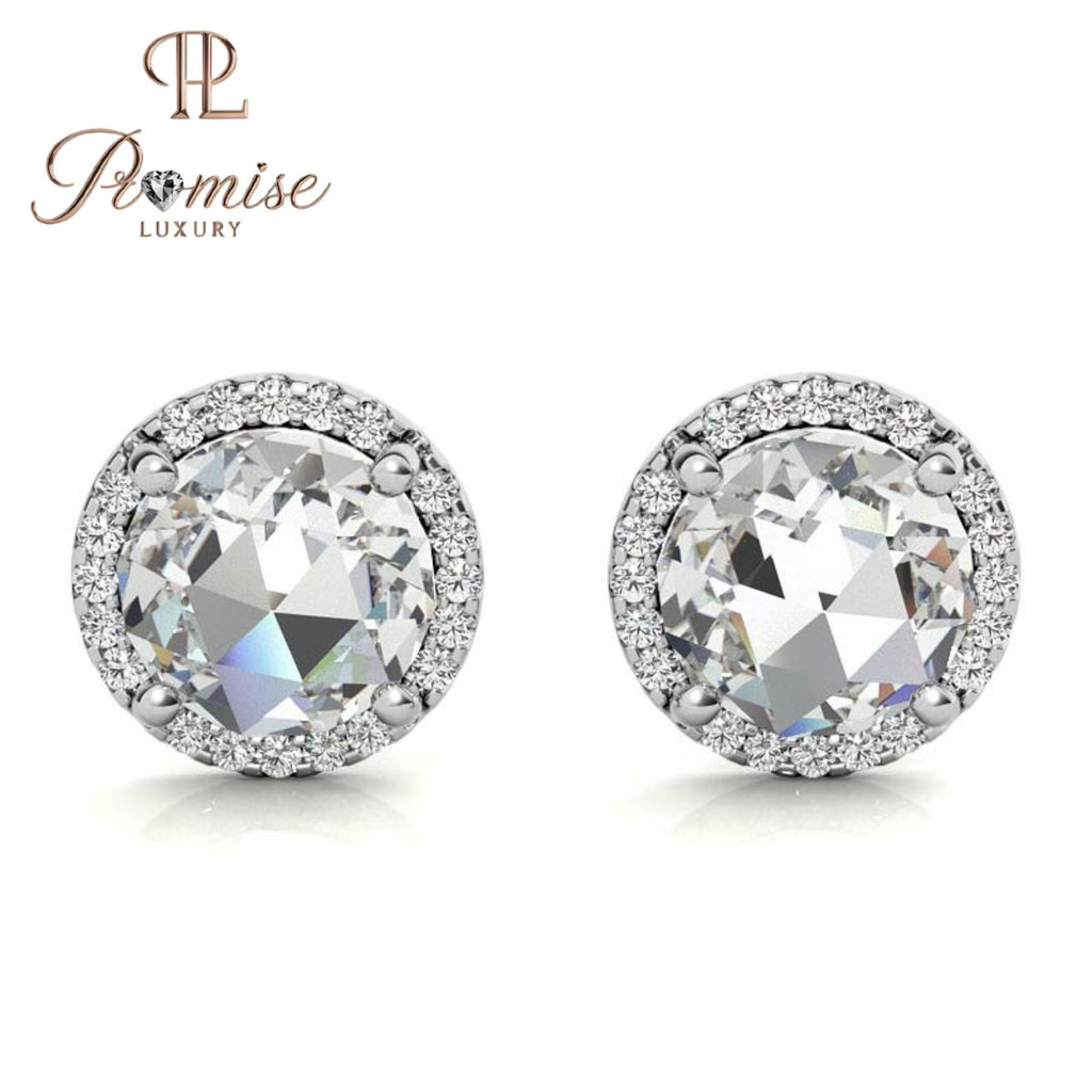 Elegant Halo Diamond Stud Earrings in White Gold — 1.50 CT Sparkling Brilliance