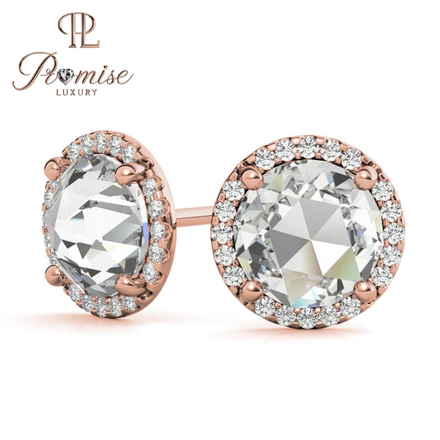 Elegant Halo Diamond Stud Earrings in White Gold — 1.50 CT Sparkling Brilliance