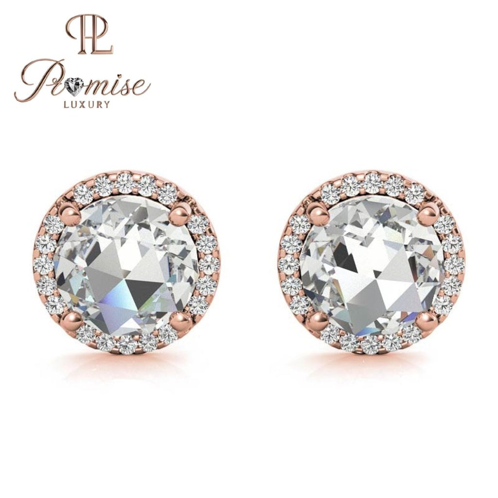 Elegant Halo Diamond Stud Earrings in White Gold — 1.50 CT Sparkling Brilliance