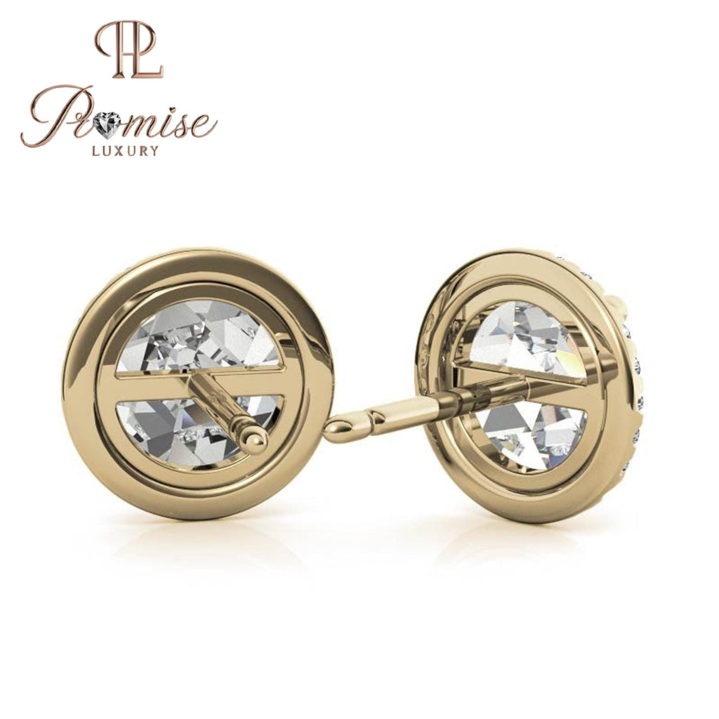 Elegant Halo Diamond Stud Earrings in White Gold — 1.50 CT Sparkling Brilliance