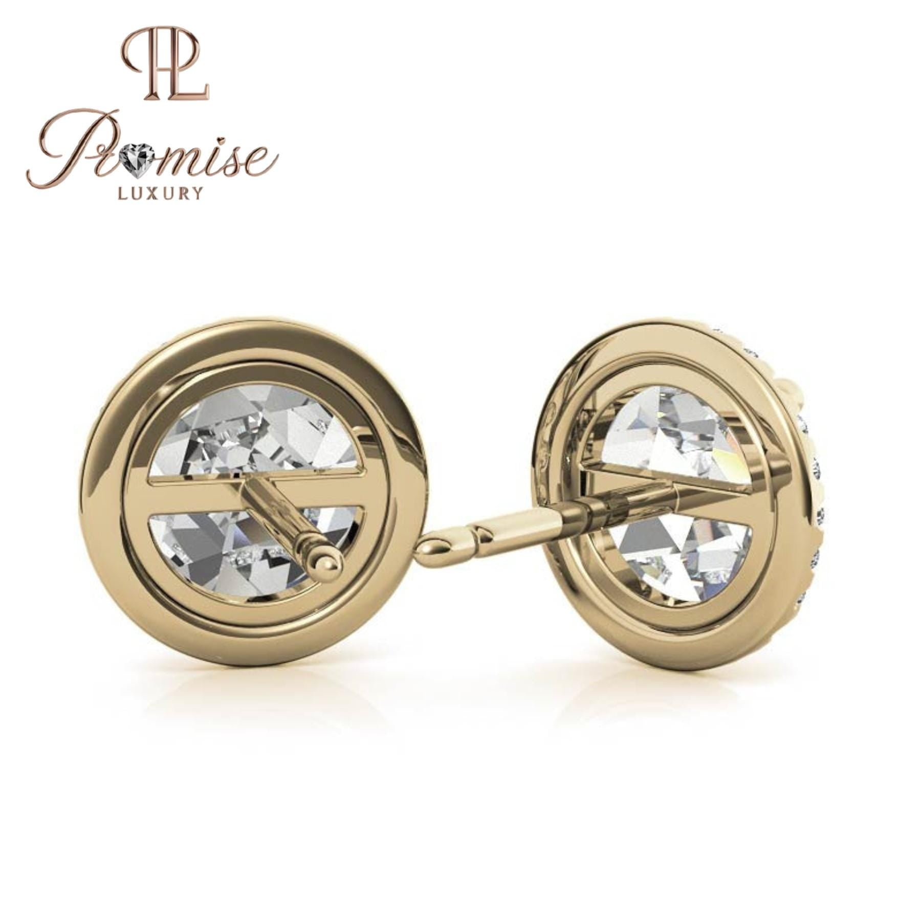 Elegant Halo Diamond Stud Earrings in White Gold — 1.50 CT Sparkling Brilliance