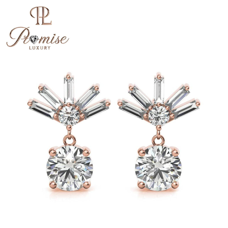 Elegant Diamond Earrings with Radiant Crystal Fan Design – Perfect for Special Occasions
