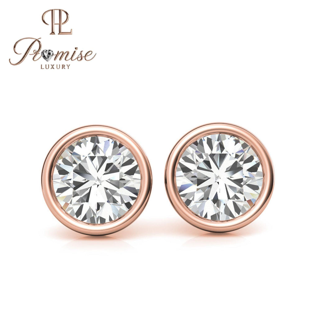 Elegant Round Diamond Stud Earrings in White Gold, 1.0ct Total Weight, Perfect for Engagement or Everyday Wear, Luxury Promise Jewelry