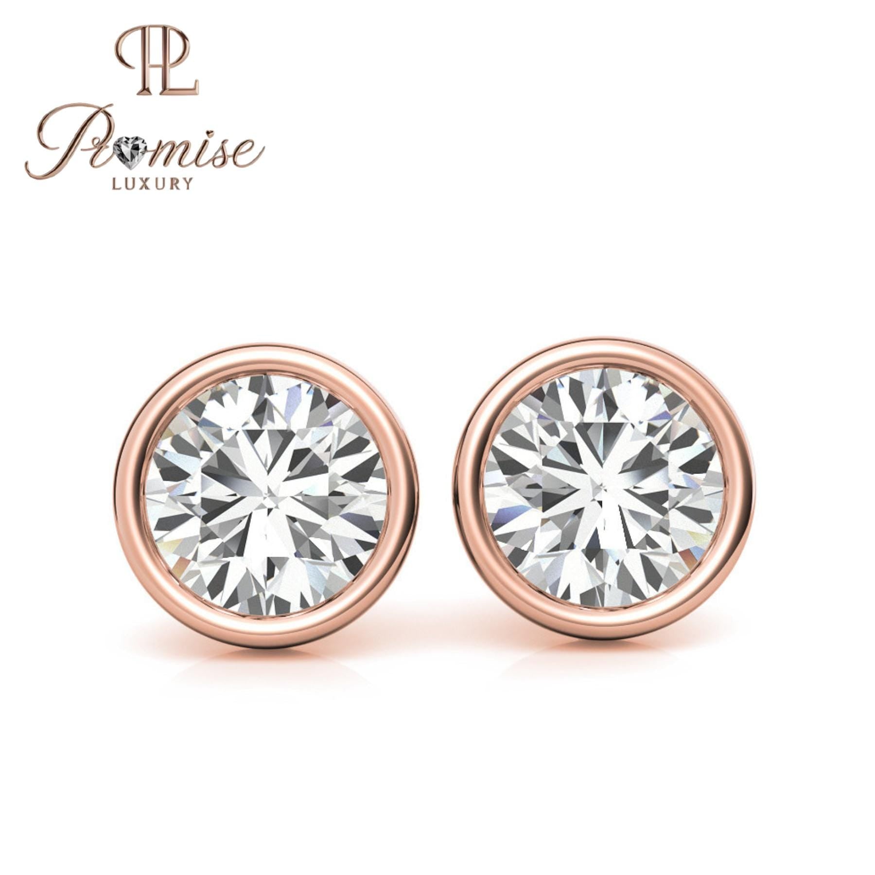 Elegant Round Diamond Stud Earrings in White Gold, 1.0ct Total Weight, Perfect for Engagement or Everyday Wear, Luxury Promise Jewelry