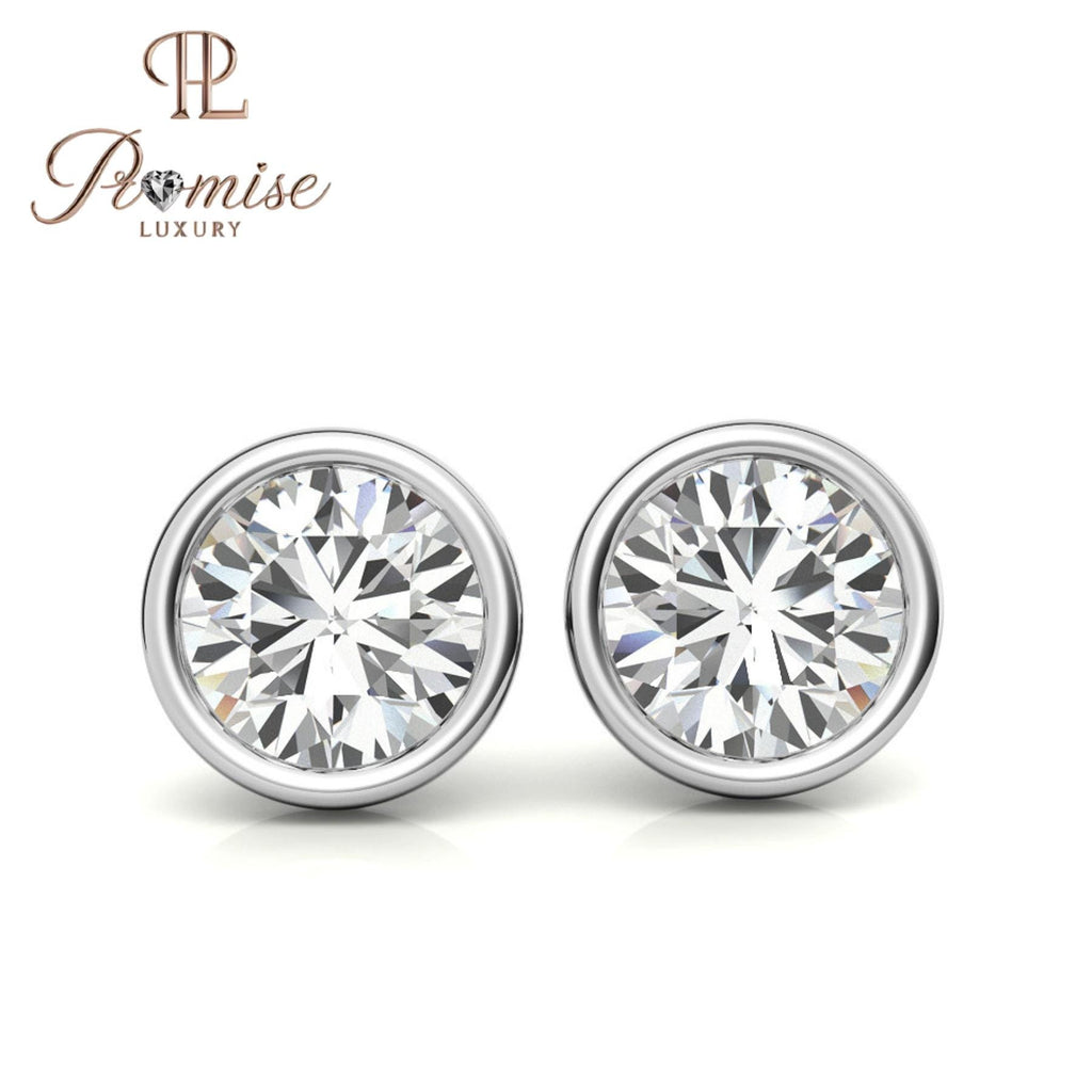 Elegant Round Diamond Stud Earrings in White Gold, 1.0ct Total Weight, Perfect for Engagement or Everyday Wear, Luxury Promise Jewelry