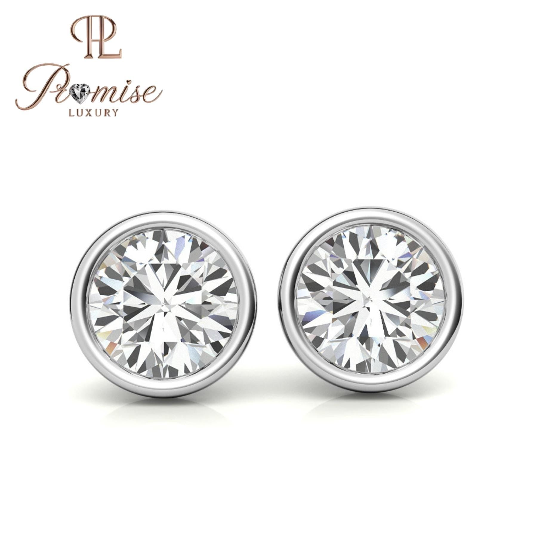Elegant Round Diamond Stud Earrings in White Gold, 1.0ct Total Weight, Perfect for Engagement or Everyday Wear, Luxury Promise Jewelry