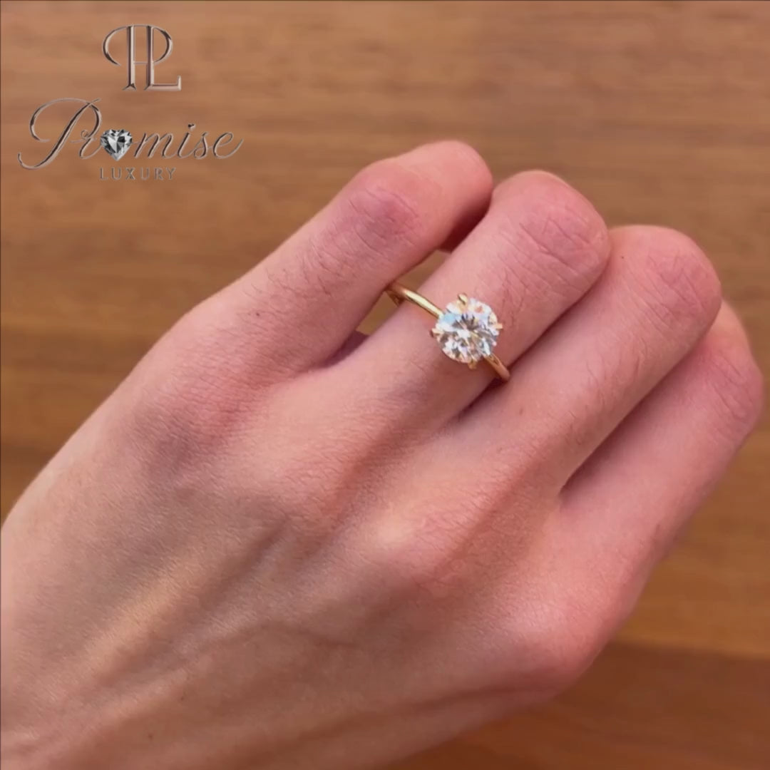 2.0 Ct Radiant Cut Lab-Grown Diamond Solitaire Engagement Ring in 14K Yellow Gold, Minimalist Gold Ring, Elegant Bridal Jewelry for Women