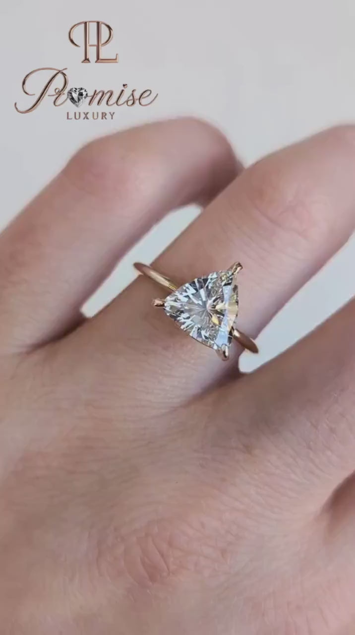 2.0 C.T Trillion-Cut Diamond Solitaire Ring – Bold Geometric Design in Gold by Promise Luxury | Modern Minimalism with Striking Brilliance